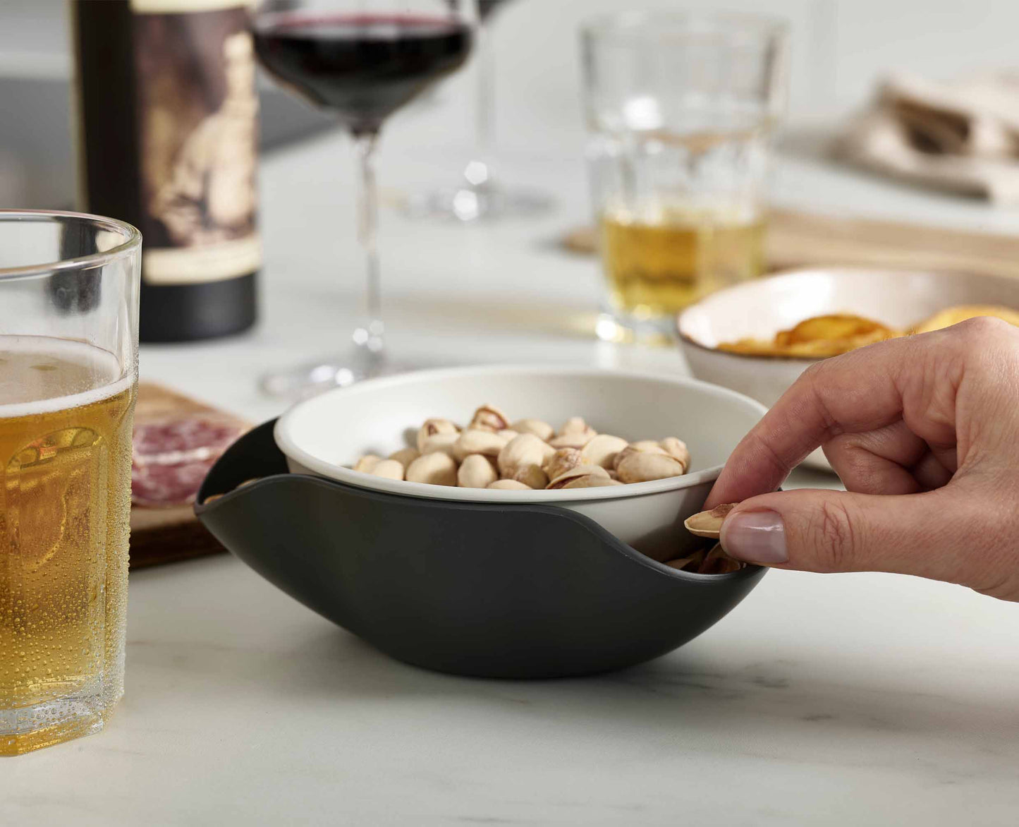 Double-Dish™ Grey Serve & Share Bowl for Elegant Dining