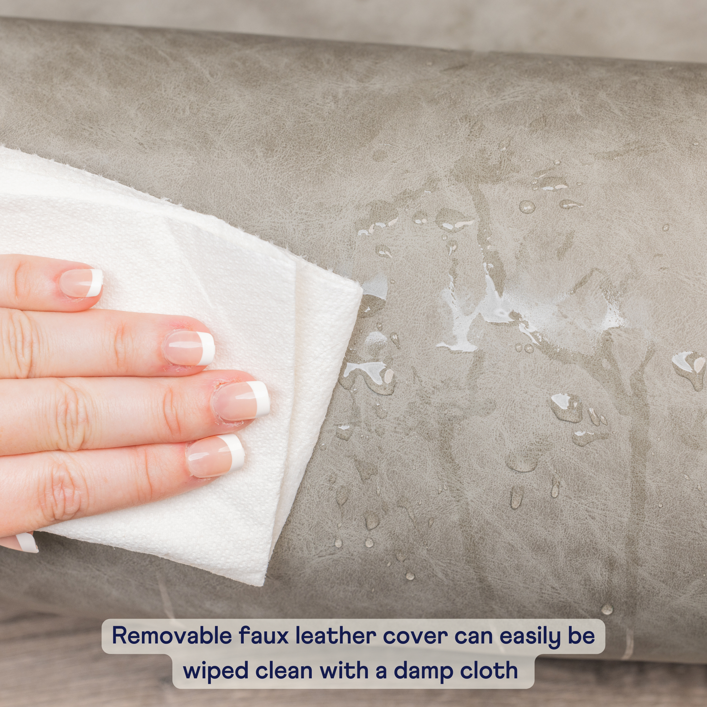 PupProtector™ Komfortabler Faux-Leder Memory Foam Hundesofa im eleganten Schiefergrau