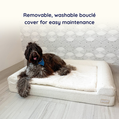 PupLuxe™ 3-Bolster Komfortabler Hundeplatz - Cremiges Bouclé Design