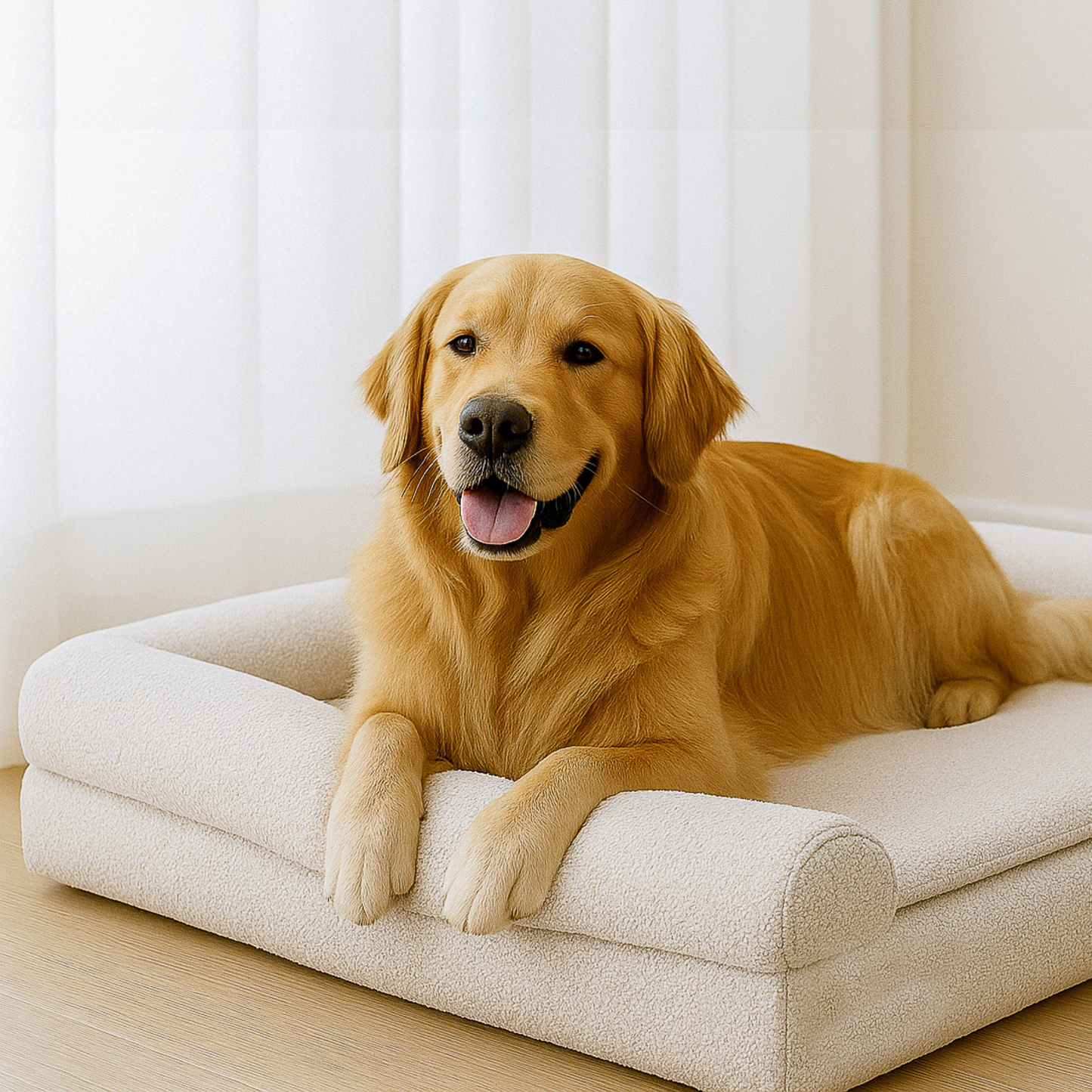 PupLuxe™ 3-Bolster Komfortabler Hundeplatz - Cremiges Bouclé Design