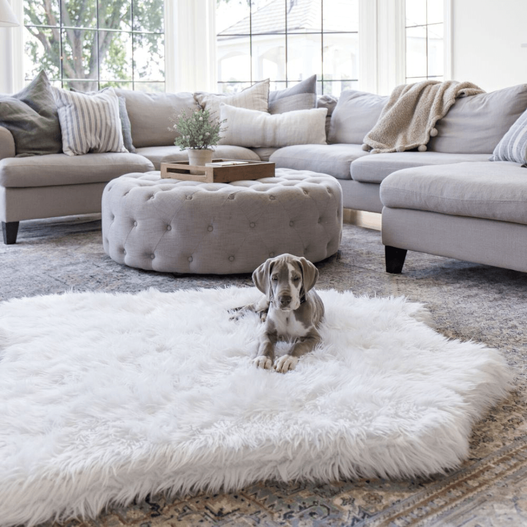 PupRug® Tierische Muster Memory-Schaum Hundebett - Polar Bear Faux Hide Für Ultimalen Komfort