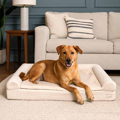 PupLuxe™ 3-Bolster Komfortabler Hundeplatz - Cremiges Bouclé Design