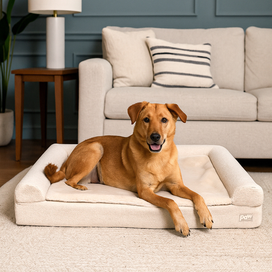 PupLuxe™ 3-Bolster Komfortabler Hundeplatz - Cremiges Bouclé Design