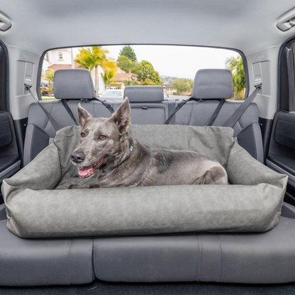 PupProtector™ Komfortabler Faux-Leder Memory Foam Hundesofa im eleganten Schiefergrau