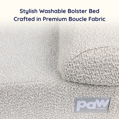 PupLuxe™ 3-Bolster Dog Bed in Elegant Grey Bouclé for Ultimate Comfort