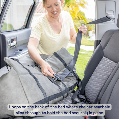 PupProtector™ Luxus Faux Leather Memory Foam Hundebett für das Auto – Stilvoller Komfort in Schwarz