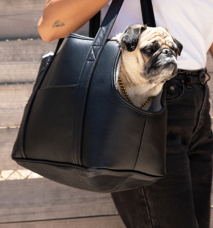 PupTote™ Vielseitige 3-in-1 Kunstleder-Hundetragetasche - Elegant Schwarz