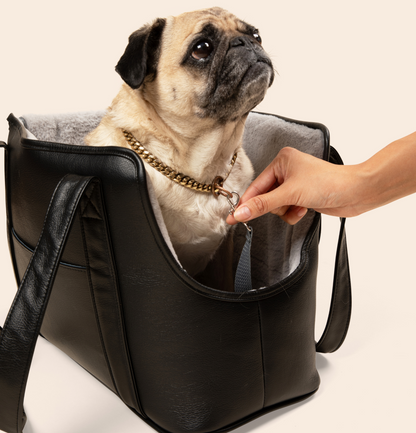 PupTote™ Vielseitige 3-in-1 Kunstleder-Hundetragetasche - Elegant Schwarz