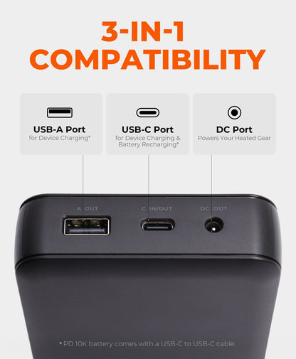 PD 10K Rechargeable Battery (USB-C, 45W Power Delivery)