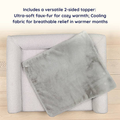 PupLuxe™ 3-Bolster Dog Bed in Elegant Grey Bouclé for Ultimate Comfort
