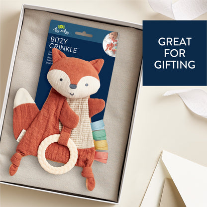 Bitzy Crinkle™ Sensory Crinkle Pal - Adorable Fox Touch and Play Toy