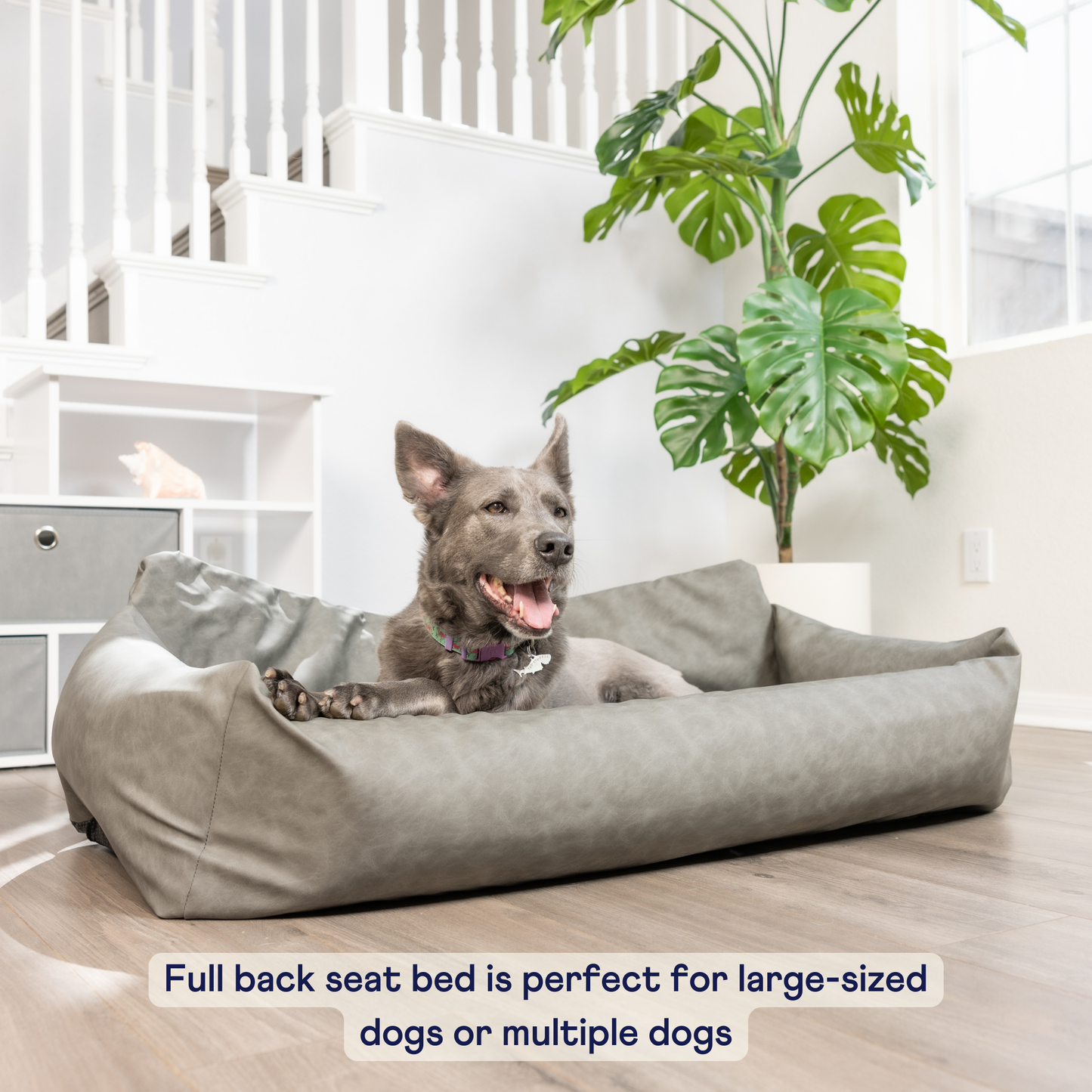PupProtector™ Komfortabler Faux-Leder Memory Foam Hundesofa im eleganten Schiefergrau
