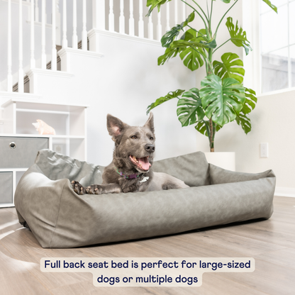 PupProtector™ Komfortabler Faux-Leder Memory Foam Hundesofa im eleganten Schiefergrau