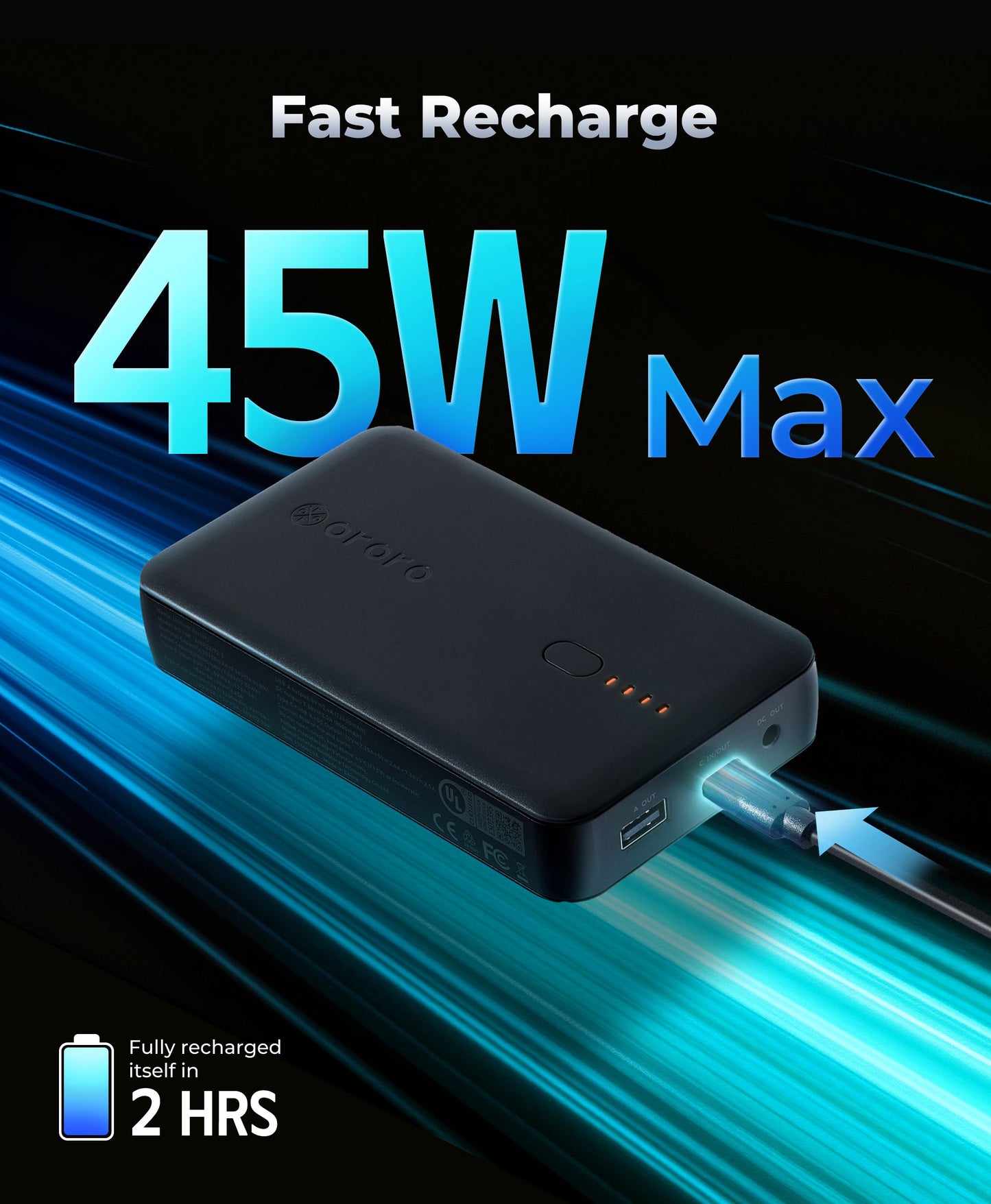 PD 10K Rechargeable Battery (USB-C, 45W Power Delivery)