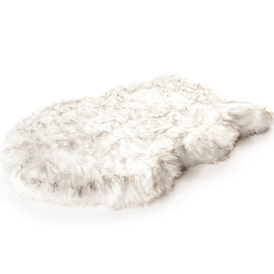 PupRug by Paw.com® Luxueuse Plaid Orthopédique en Faux Furet - Courbe Blanche avec Détails Marron