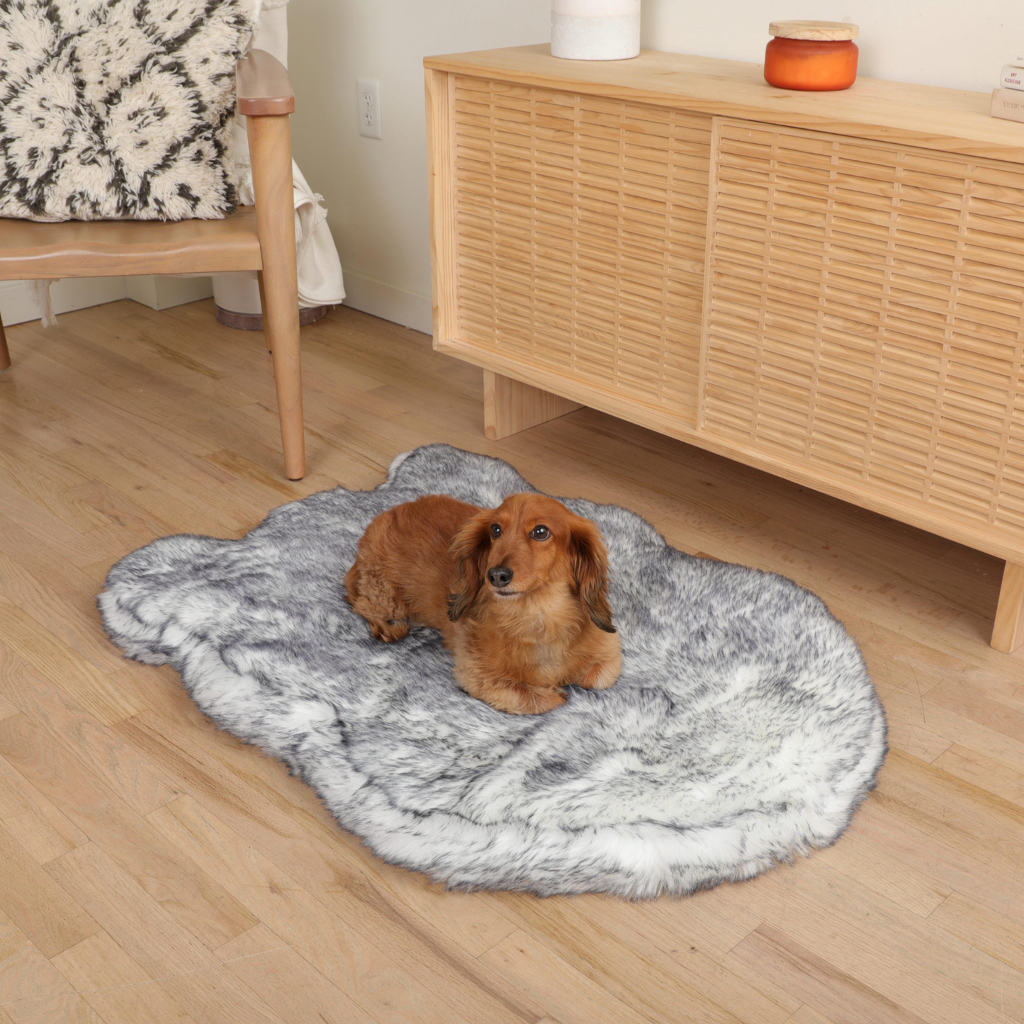 PupRug® Luxe Polaire en Fausse Fourrure Orthopédique pour Chien - Confort Ultra Douillet Renard Arctique