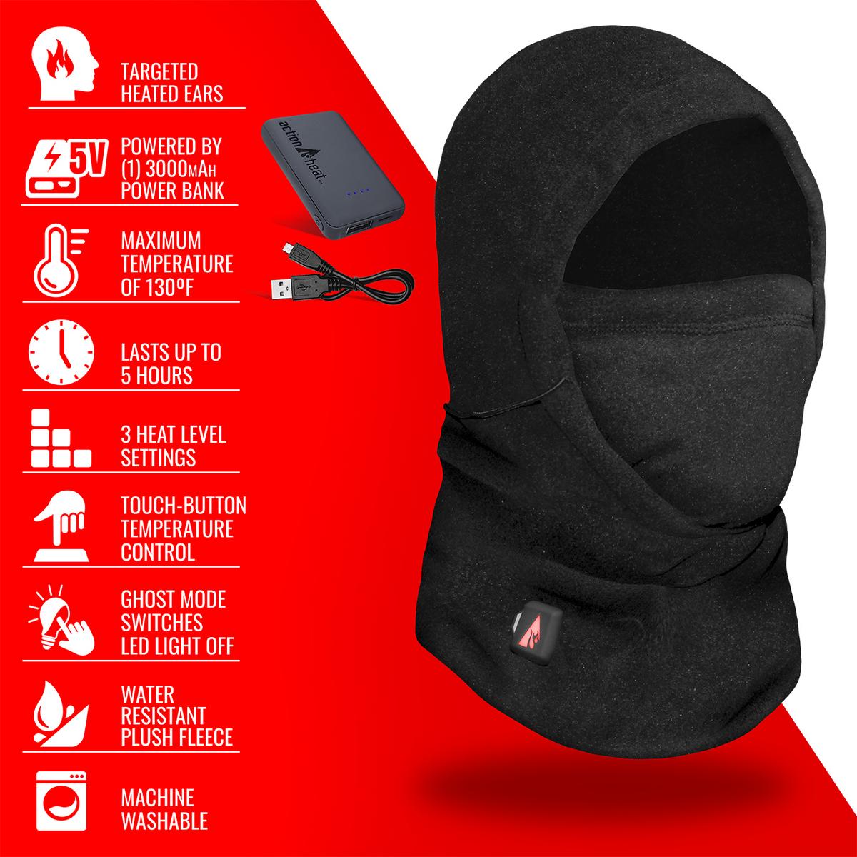 ActionHeat 5V Battery Heated Fleece Balaclava - Full Set