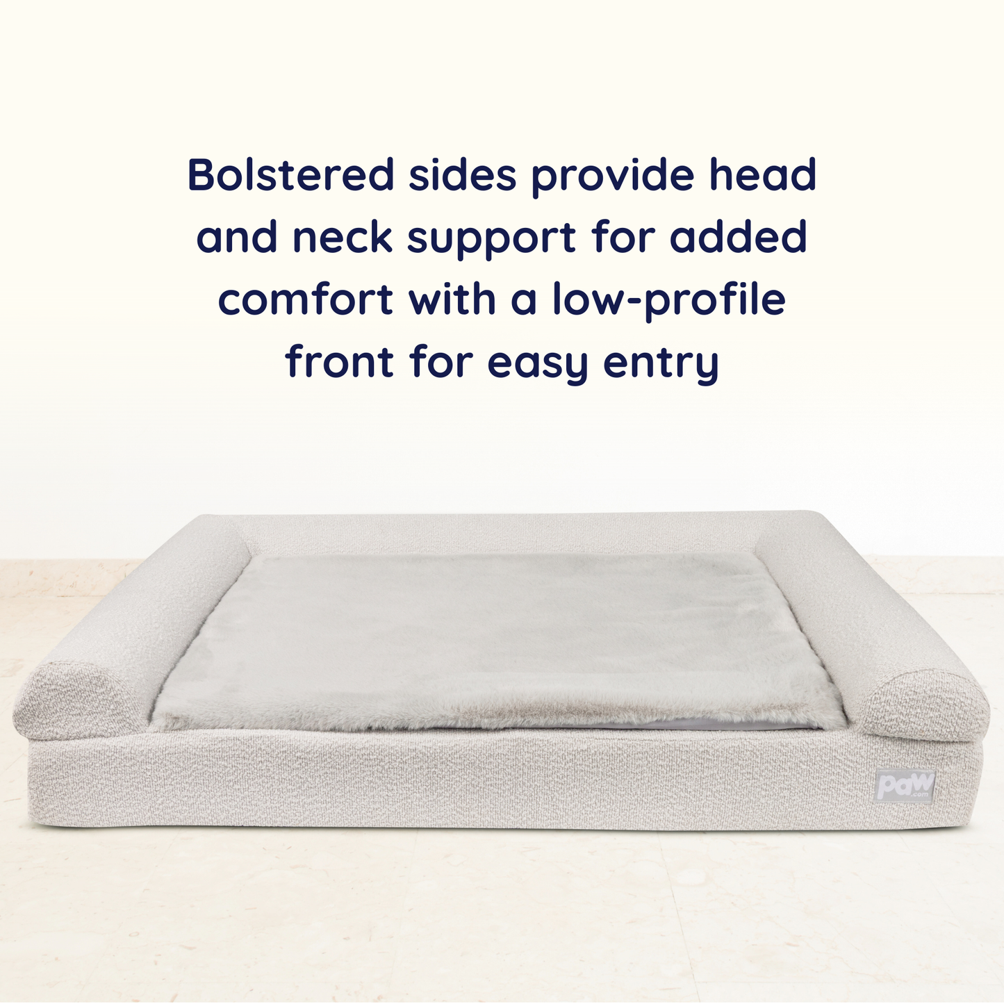 PupLuxe™ 3-Bolster Dog Bed in Elegant Grey Bouclé for Ultimate Comfort