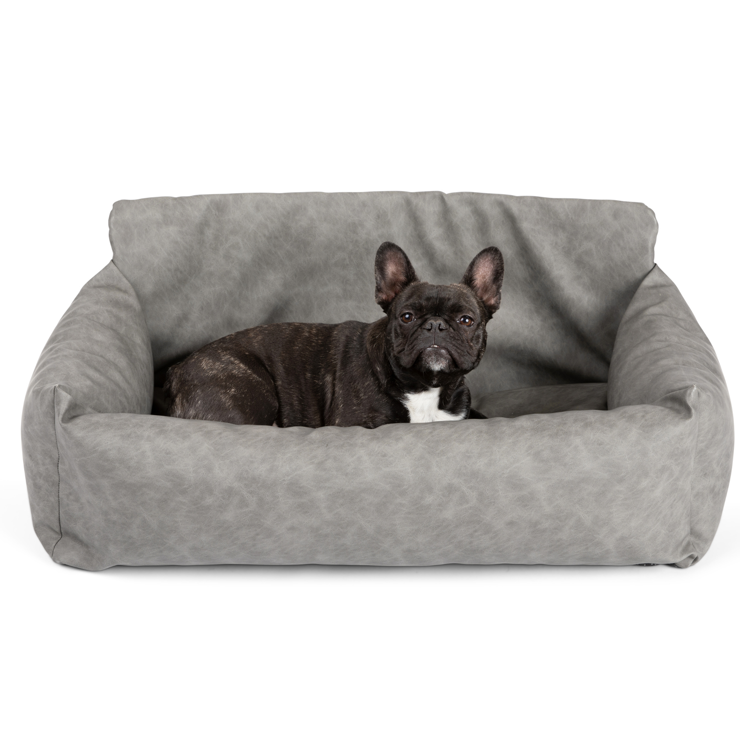PupProtector™ Komfortabler Faux-Leder Memory Foam Hundesofa im eleganten Schiefergrau