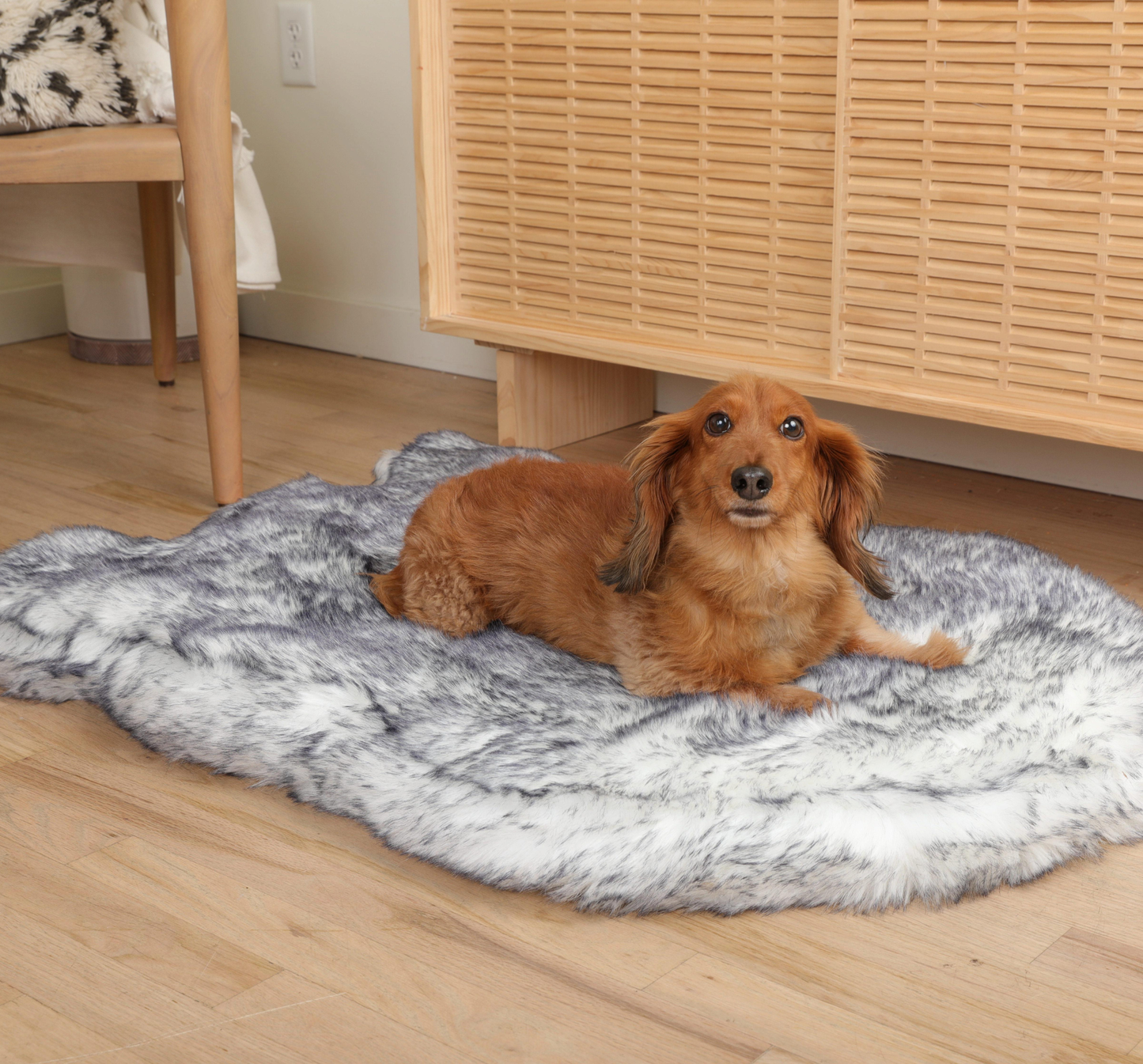 PupRug® Luxe Polaire en Fausse Fourrure Orthopédique pour Chien - Confort Ultra Douillet Renard Arctique
