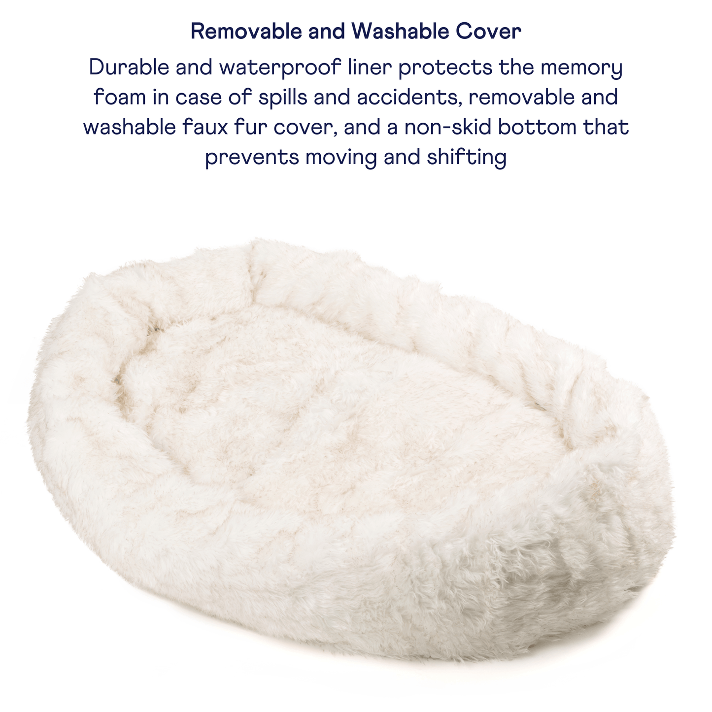 PupCloud™ Großer Faux Fur Memory Foam Hundebett – Weiß mit Braunen Akzenten für ultimativen Komfort