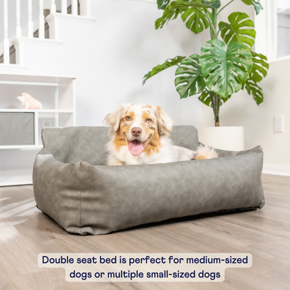 PupProtector™ Komfortabler Faux-Leder Memory Foam Hundesofa im eleganten Schiefergrau