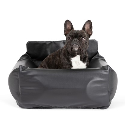 PupProtector™ Luxus Faux Leather Memory Foam Hundebett für das Auto – Stilvoller Komfort in Schwarz