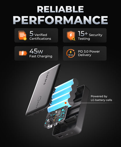 PD 10K Rechargeable Battery (USB-C, 45W Power Delivery)