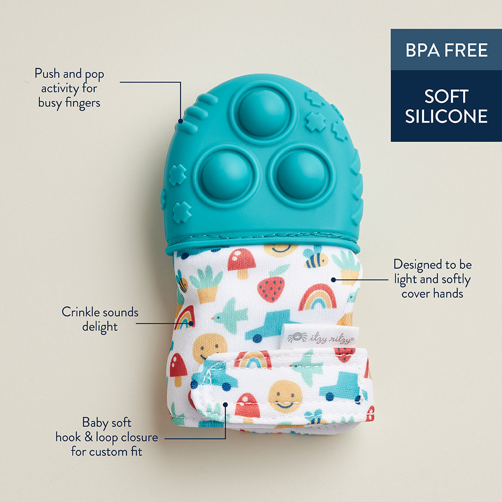 Itzy Mitt Pop™ - Sensory Tactile Teething Mitt for Adults and Children