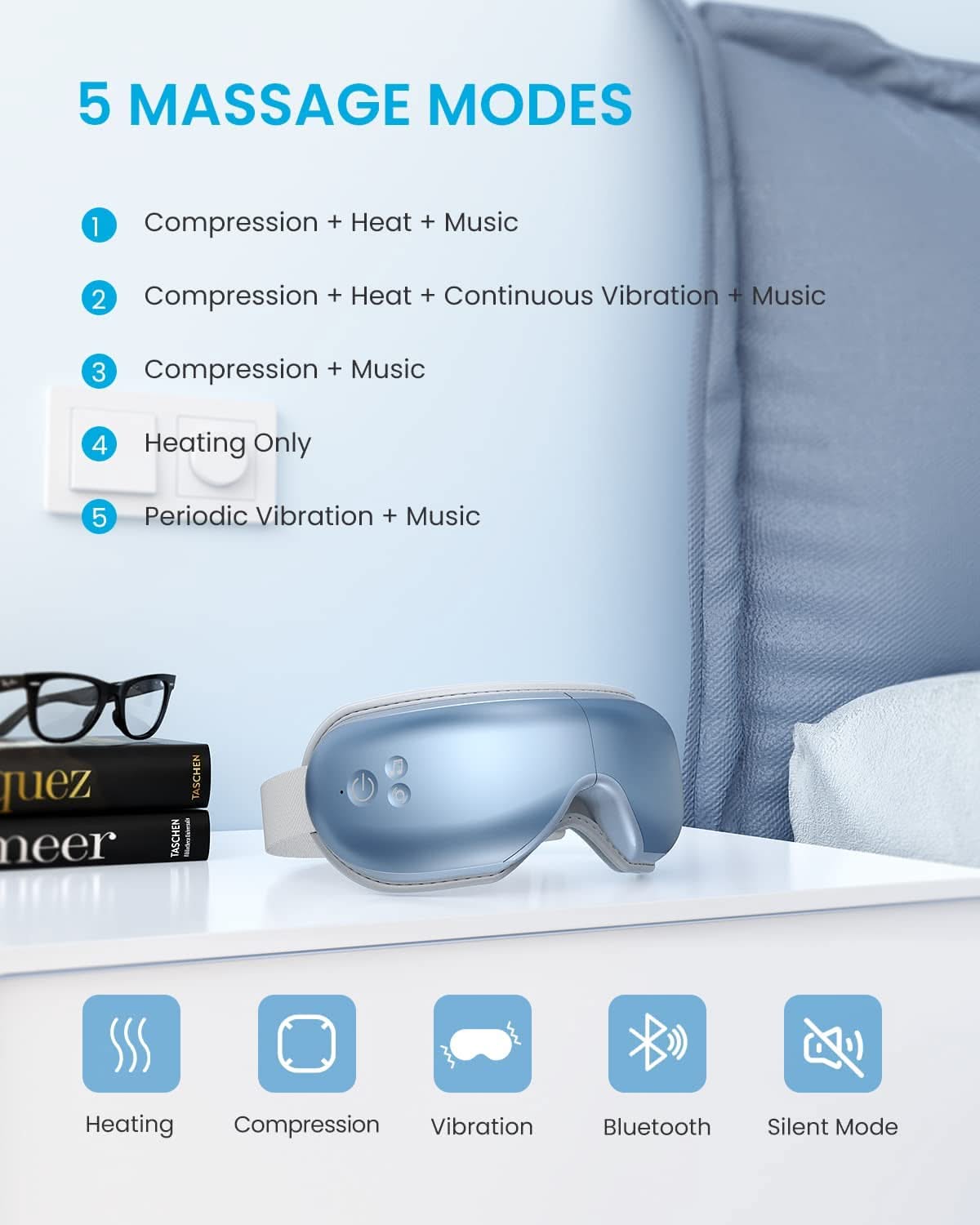 Eyeris 1 Eye Massager - Elegantes Metallblau für entspannte Augen