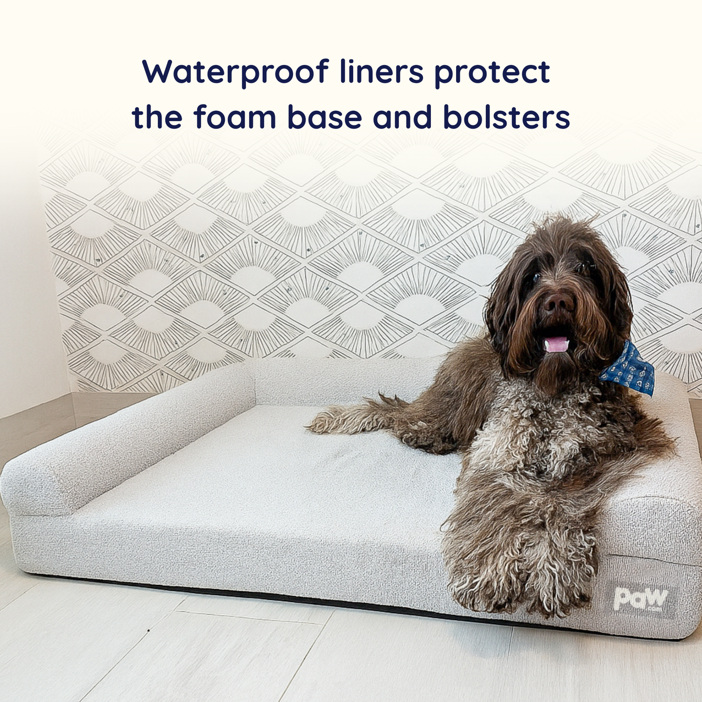 PupLuxe™ 3-Bolster Dog Bed in Elegant Grey Bouclé for Ultimate Comfort