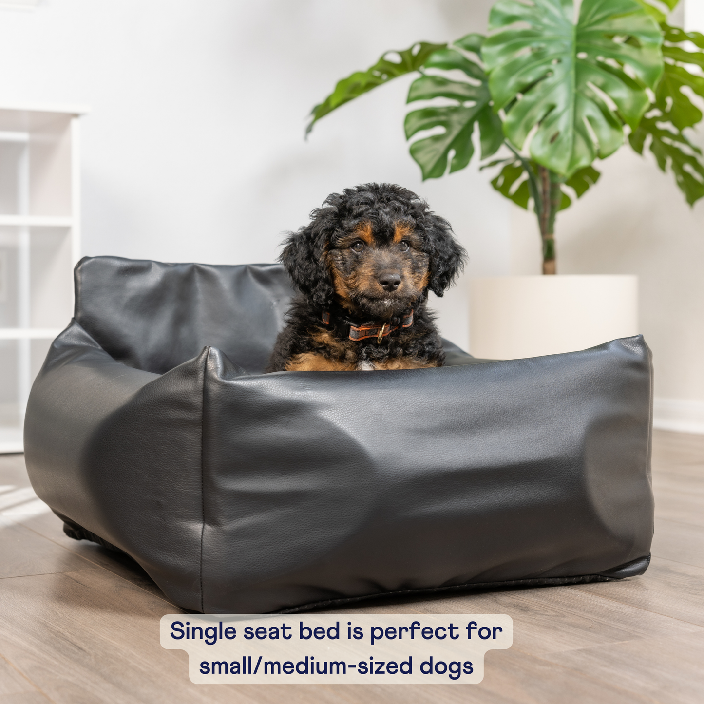 PupProtector™ Luxus Faux Leather Memory Foam Hundebett für das Auto – Stilvoller Komfort in Schwarz