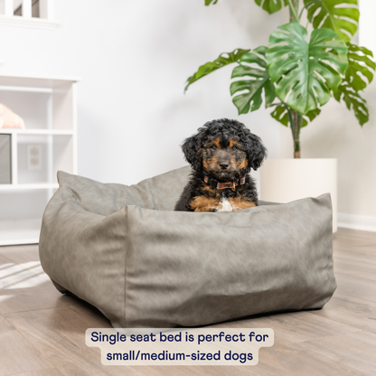 PupProtector™ Komfortabler Faux-Leder Memory Foam Hundesofa im eleganten Schiefergrau