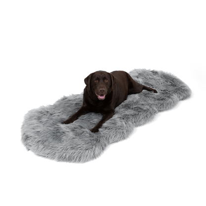 PupRug® Runner Douillette en Fausse Fourrure et Mousse à Mémoire pour Chien - Gris Charbon