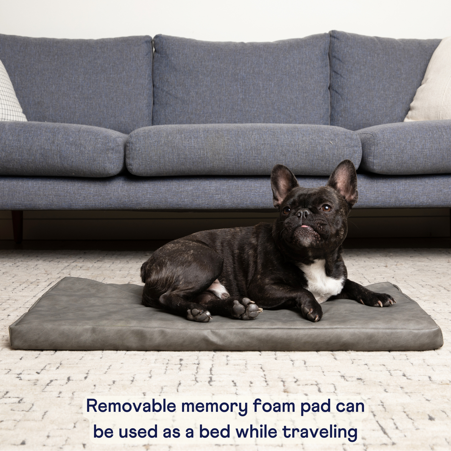 PupProtector™ Komfortabler Faux-Leder Memory Foam Hundesofa im eleganten Schiefergrau