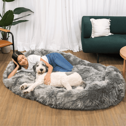 PupCloud™ Großer Plüsch-Schaumstoff-Hundebett in Anthrazitgrau Komfort und Stil vereint