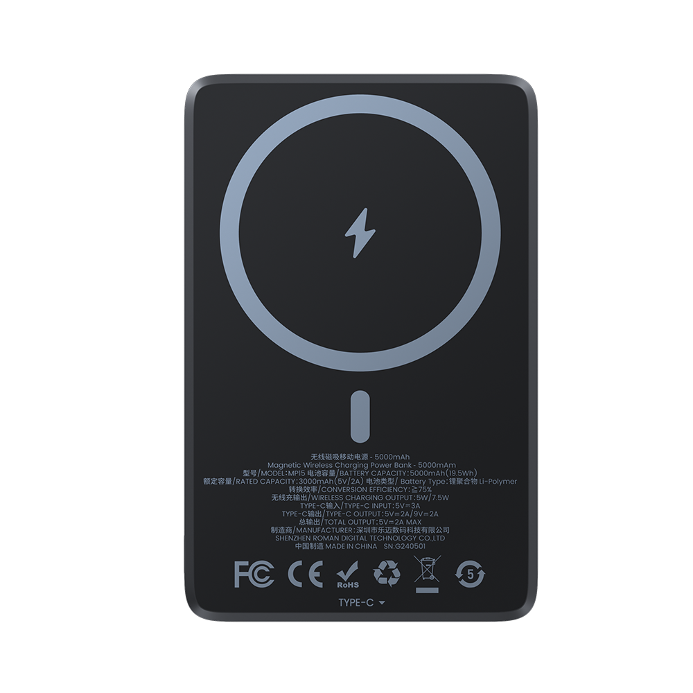 Compact Portable Charger 5000mAh - Ultra-Slim Fast Charging Power Bank