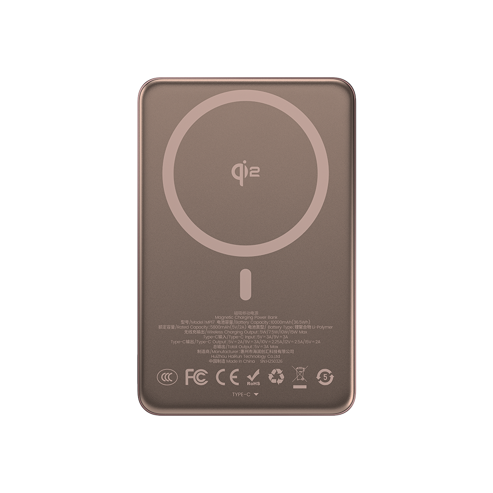 Qi2 Wireless Portable Charger 10000mAh - MagSafe Compatible Power Bank with Magnetic Alignment