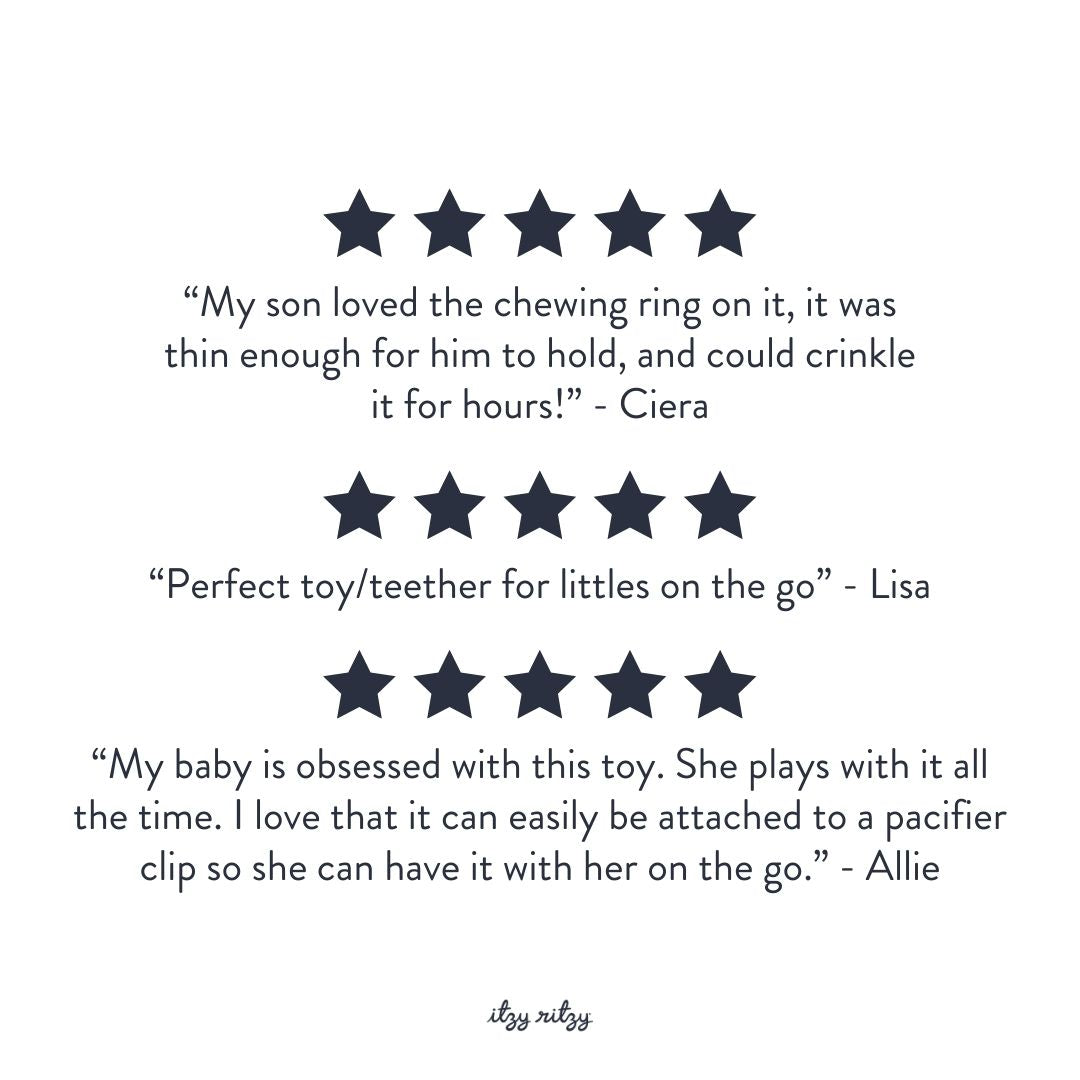 Bitzy Crinkle™ Sensory Crinkle Toy with Gentle Teether for Soothing Play