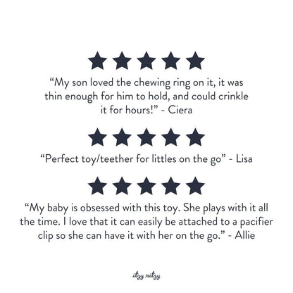 Bitzy Crinkle™ Sensory Crinkle Toy with Gentle Teether for Soothing Play