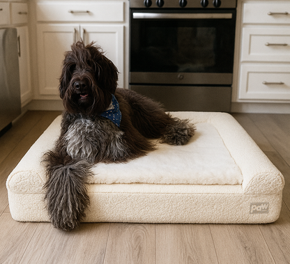 PupLuxe™ 3-Bolster Komfortabler Hundeplatz - Cremiges Bouclé Design