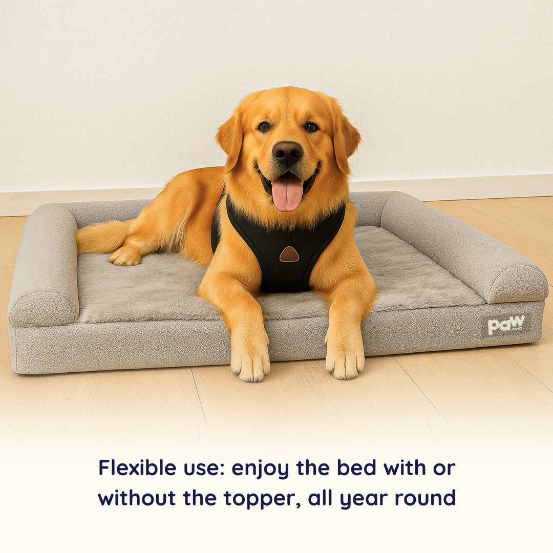 PupLuxe™ 3-Bolster Dog Bed in Elegant Grey Bouclé for Ultimate Comfort