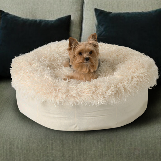 PupPouf™ Luxe Donut Dog Bed en Peluche de Felpa Color Ciervo para Máximo Confort