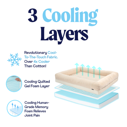 PupChill™ Arctic Sand Cooling Dog Bed with 4 Bolsters for Ultimate Comfort