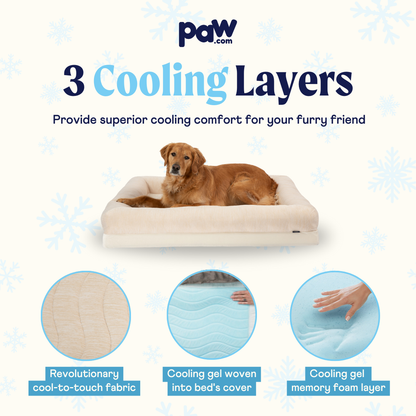 PupChill™ Arctic Sand Cooling Dog Bed with 4 Bolsters for Ultimate Comfort