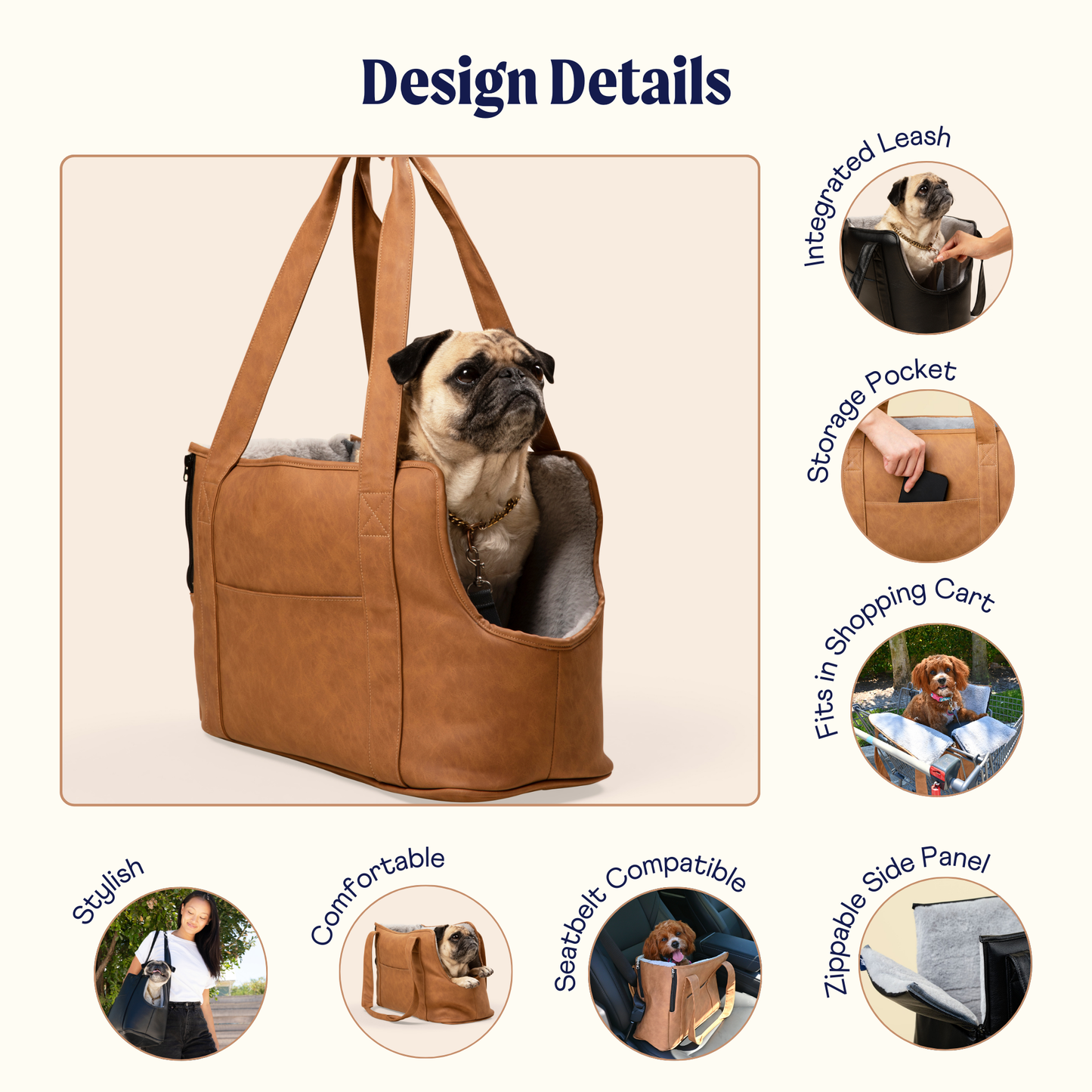 PupTote™ Vielseitige 3-in-1 Kunstleder-Hundetragetasche - Elegant Schwarz