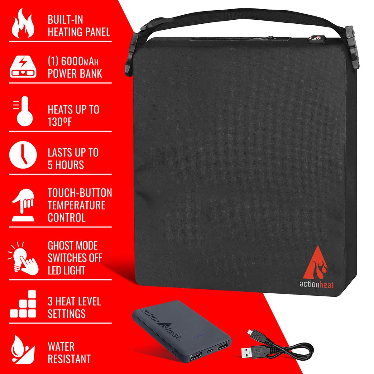 ActionHeat 5V Battery Heated Seat Cushion - Full Set