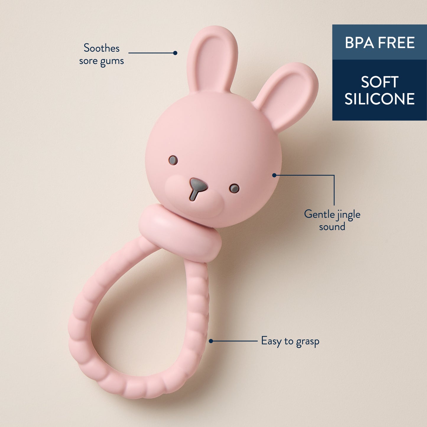 Sweetie Rattle™ Silicone Baby Teething Ring and Rattle