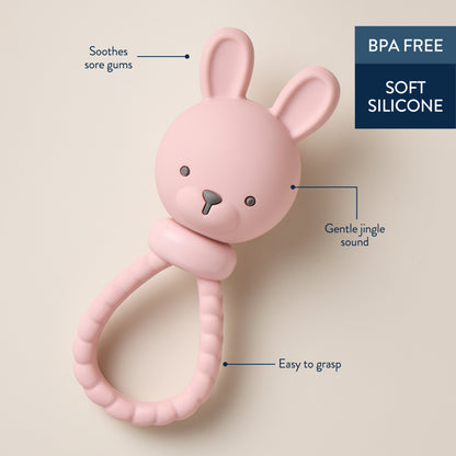 Sweetie Rattle™ Silicone Baby Teething Ring and Rattle