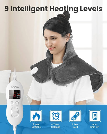 Antidérapant Coussin Chauffant pour Cœur et Épaules 19" - Soulagez la Douleur et Détendez-vous